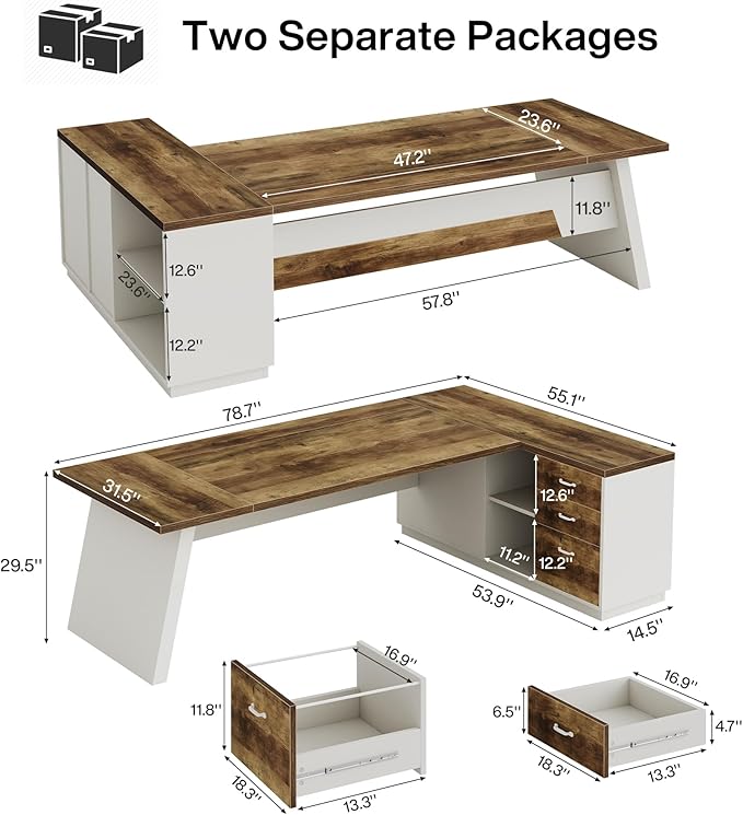 Tribesigns 78" L-Shaped Executive Desk, Large Modern Office Desk - Image 2