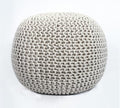 FRELISH DECOR Round Pouf Ottoman Hand Knitted 100% Cotton Pouf Foot Stool by FernishDecor