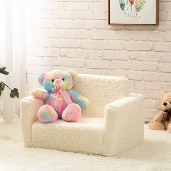 ALIMORDEN 2-in-1 Flip Out Cuddly Sherpa Kids Couch, Convertible Sofa to Lounger - Image 5