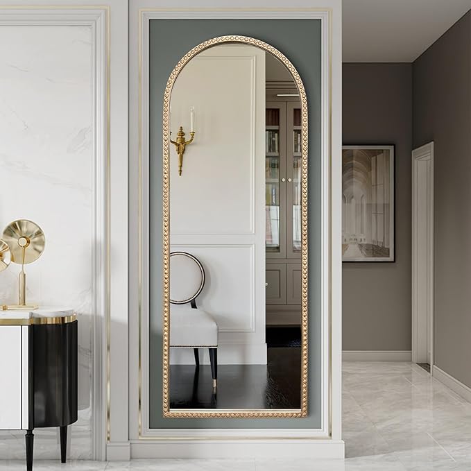 Large Arched Mirror, Metal Beaded Frame Decorative Accent Mirror, Ornate - Image 7