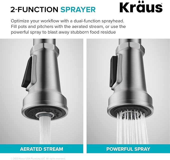 KRAUS Allyn Industrial Pull-Down Single Handle Kitchen Faucet in Spot-Free - Image 11