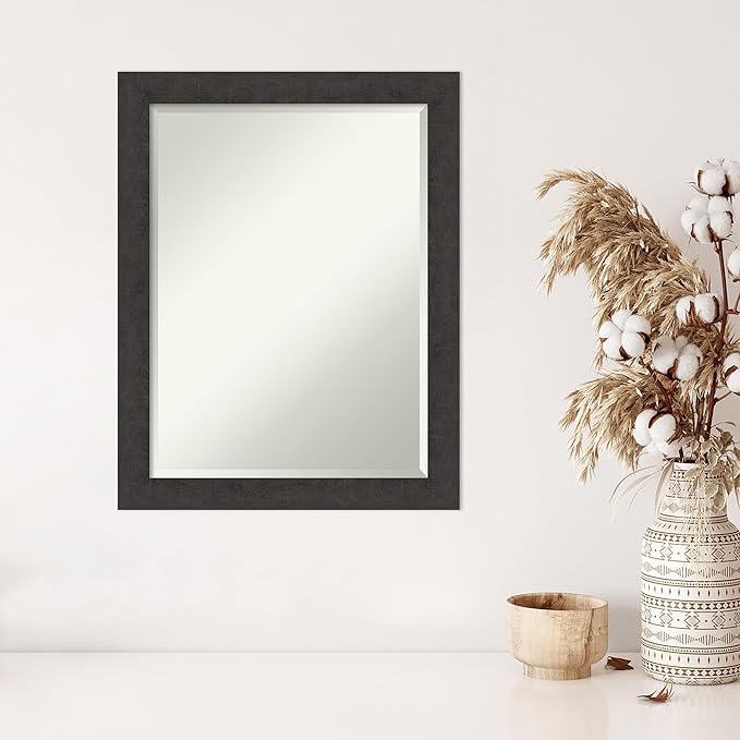 Amanti Art Brown Wall Mirror 28x22 Rustic Plank Espresso Narrow Rectangle - Image 5