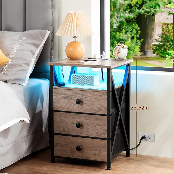 AMHANCIBLE Night Stand Set 2, LED Nightstand - Image 4