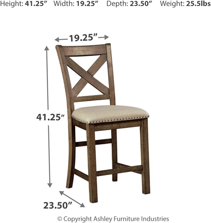 Signature Design by Ashley Moriville Rustic Farmhouse 24.5" Upholstered Barstool - Image 3