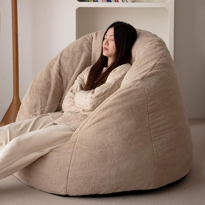 N&V Large Shell Bean Bag Chair, Adult Size Bean Bag Sack, Foam Filling - Image 5