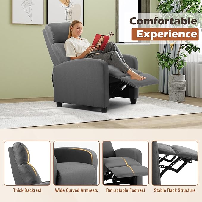 BestMassage | Recliner Chair | No Massage Function | Textile Grey | - Image 4