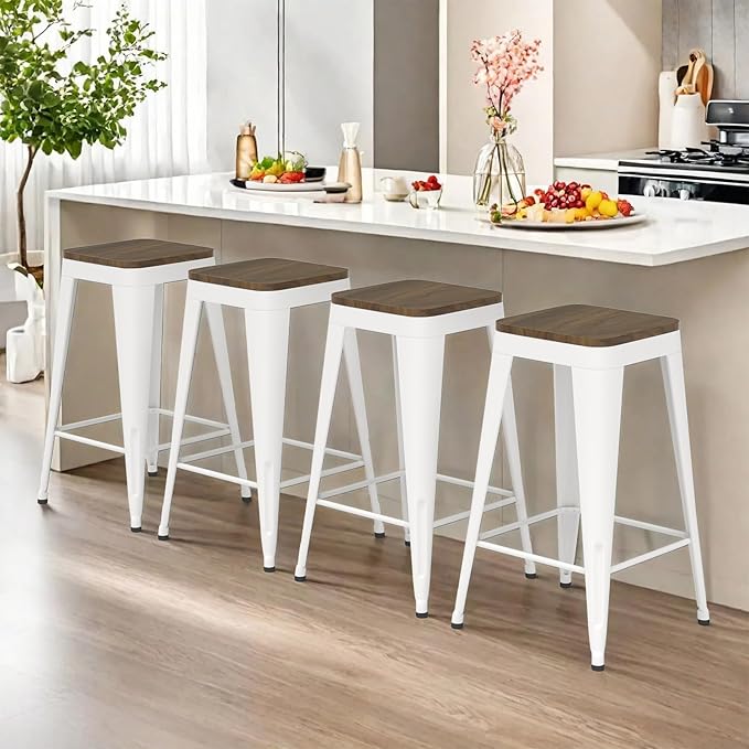 26 inch Backless Bar Stools Set of 4, Indoor Metal Bar Stools - Image 9