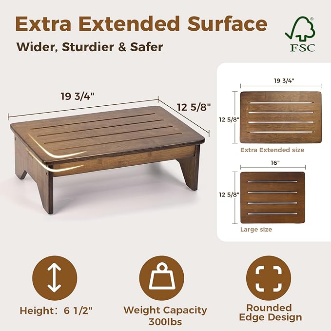 StrongTek Bamboo Step Stool, Wooden Step - Image 4