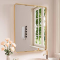 Gold Bathroom Mirror, 24x32 Inch Brushed Gold Metal Frame Mirror by JISOSO