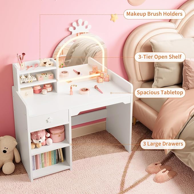 IDEALHOUSE Kids Vanity Table and Chair Set - Image 3