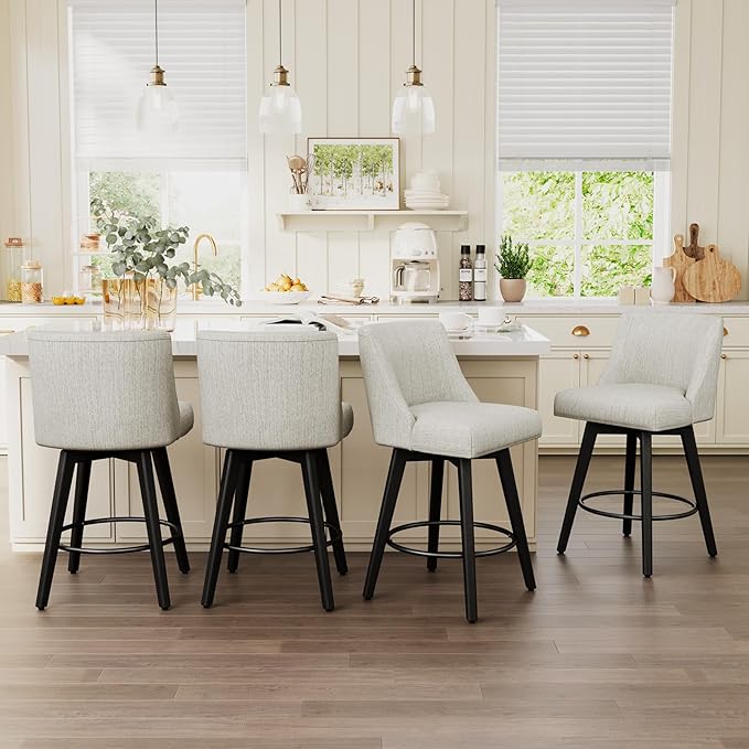 Vipbear Swivel Counter Height Bar Stools Set of 4, 26.8" H Counter Stools by VipbearLiving