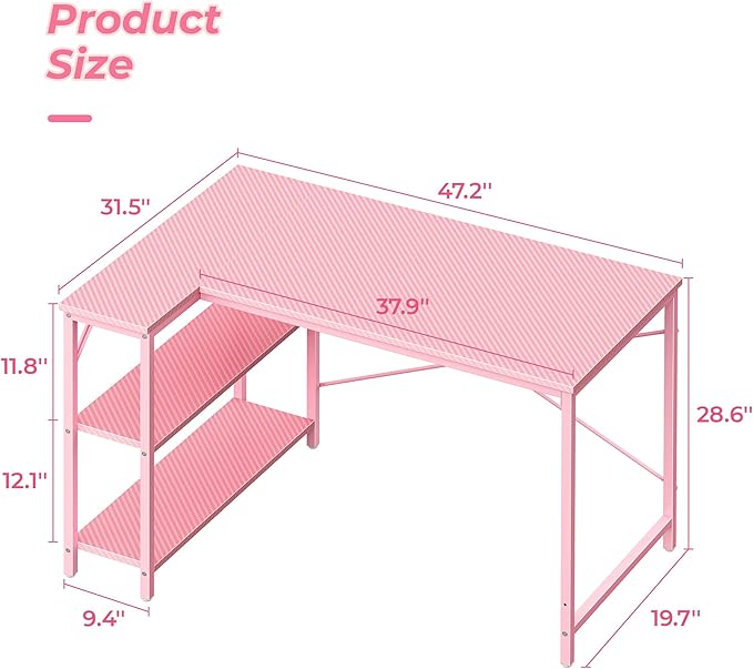 Huuger L Shaped Desk, 47 Inches Computer Desk - Image 3