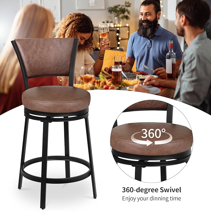 Bar Stools, Counter Height Barstools Set of 2, Modern Upholstered Counter Stools - Image 4