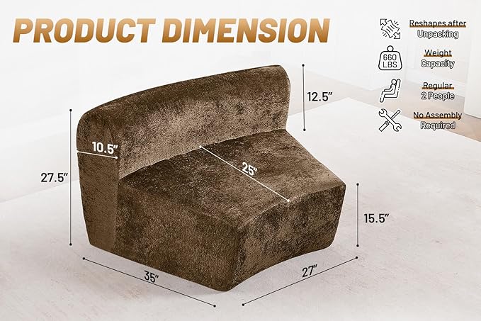 Homguava Modular Sectional Sofa, Memory Foam Couch Single Sofa Chair - Image 2