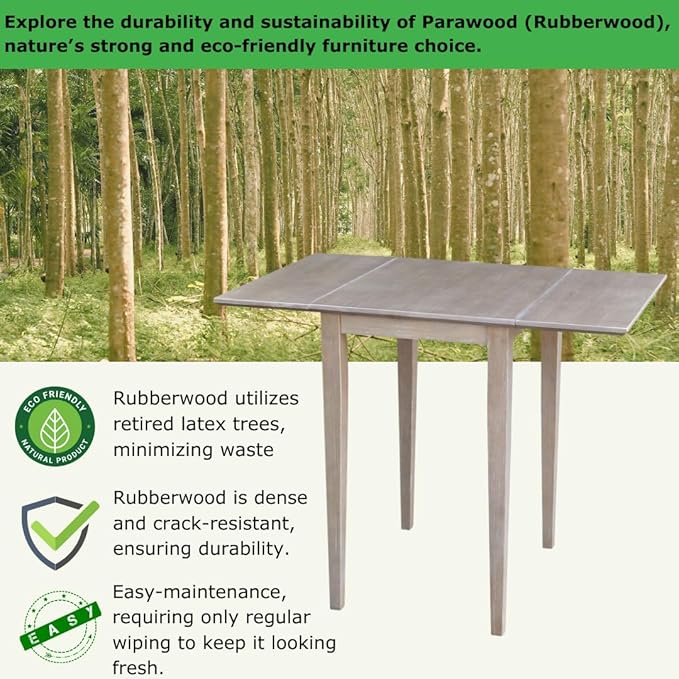 IC International Concepts, Solid Wood Small Drop Leaf Dining Table, Solid Real - Image 4