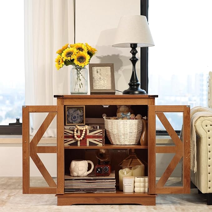 Farmhouse End Table, Rustic Square Sofa Beside Table - Image 7