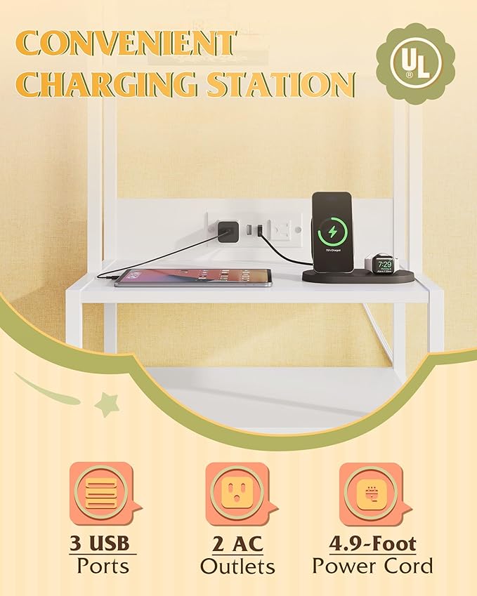 WLIVE Nightstand Set of 2 with Charging Station, LED Night Stands with 2 Fabric - Image 5