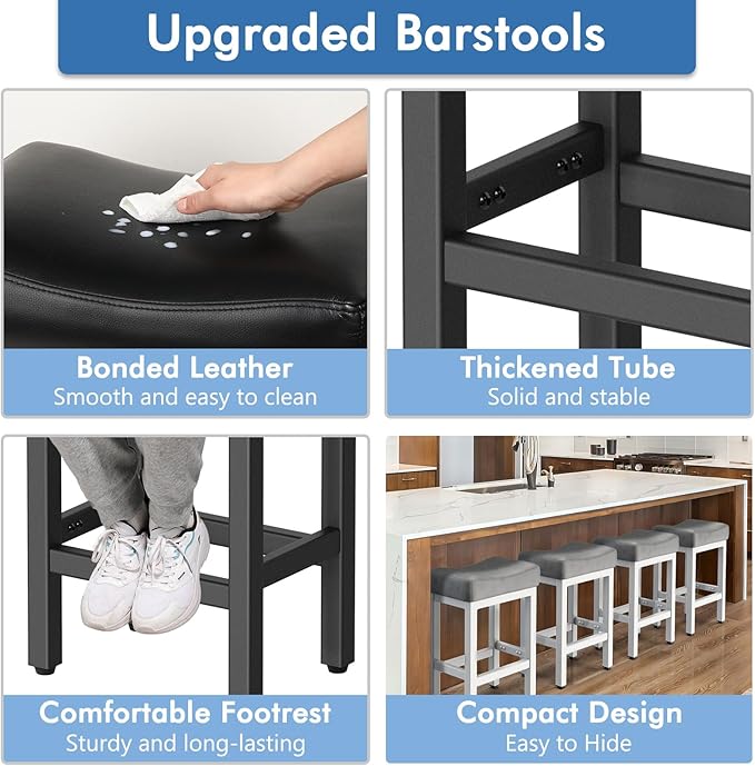 Counter Height Bar Stools Set of 3, 24 Inch Barstools - Image 4
