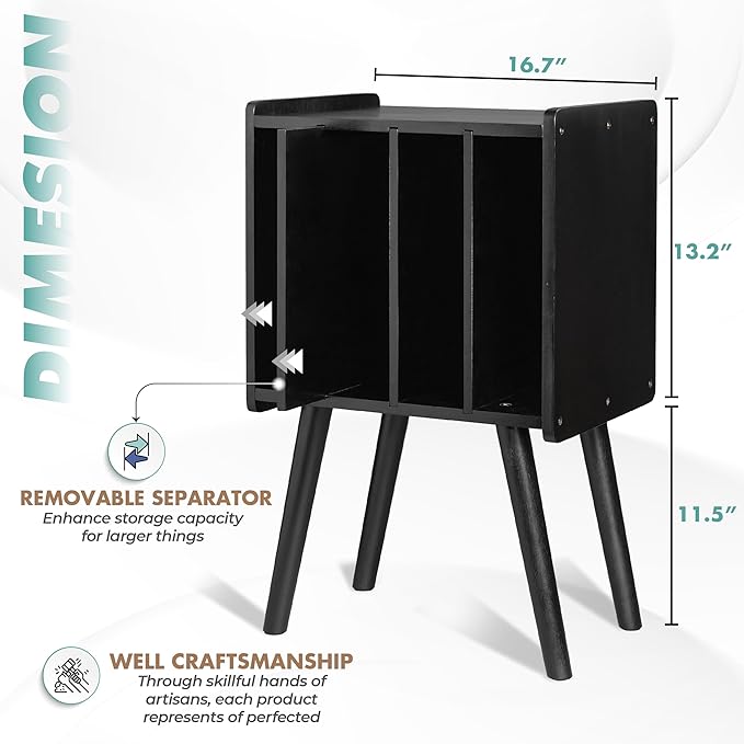 Wooden LP Record Player Stand - Image 3