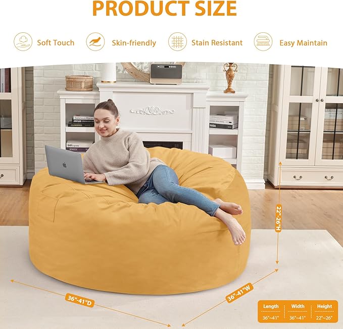 3FT Bean Bag Chair, Comfy Bean Bag Chairs - Image 3