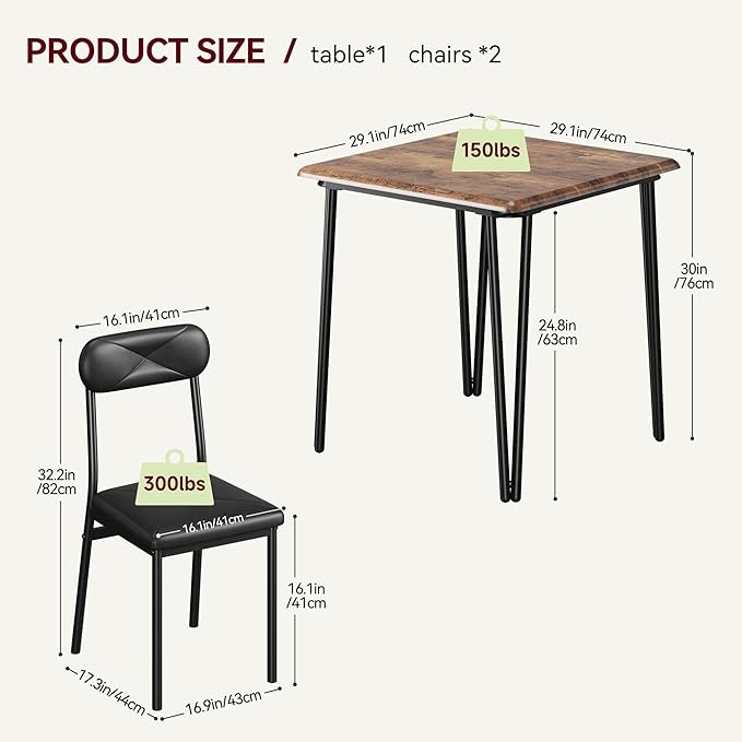 GarveeHome Dining Table Set for 2, Kitchen Table - Image 7