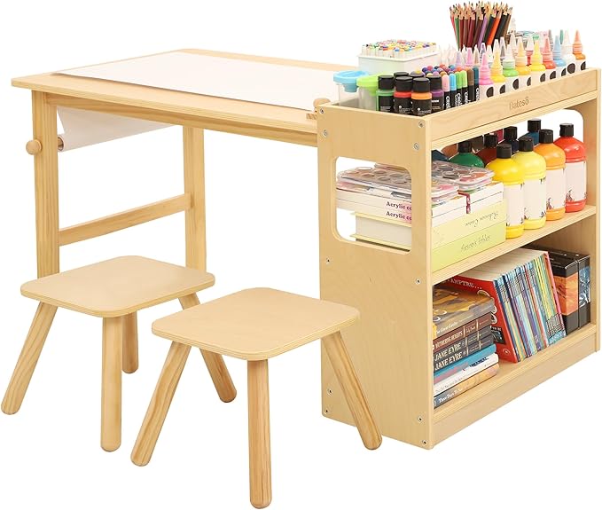 Kids Art Table and 2 Chairs Set by Bateso