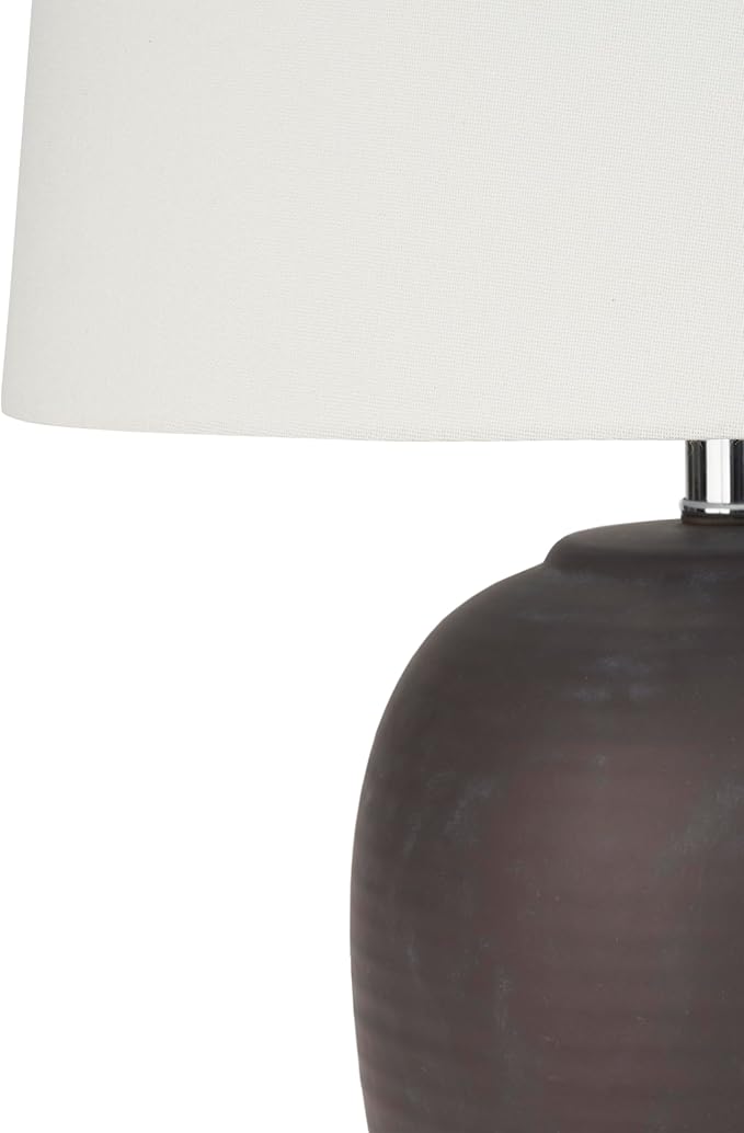 Nourison Home 23" Dark Purple Distressed Ceramic Pot Table Lamp - Image 6
