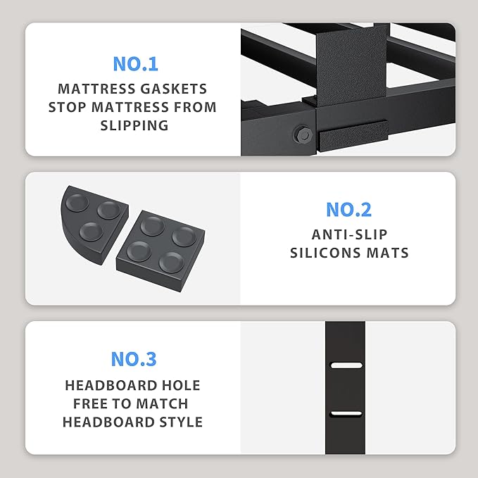 18 Inch King Size Bed Frame, 3500Lbs Heavy Duty Metal Platform - Image 4
