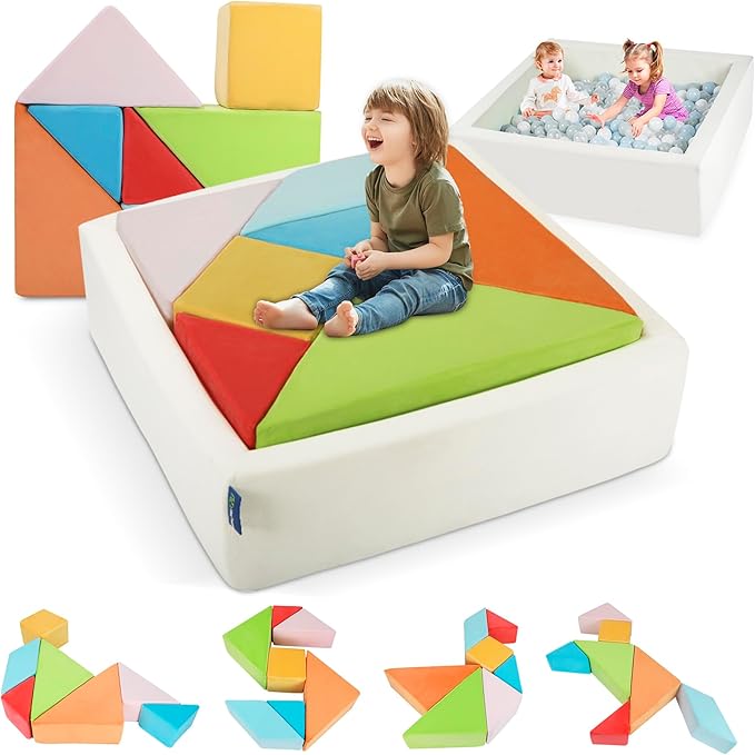 Kids Play Sofa, Tangram Square Puzzles Couch Furniture, Modular Kids Play by HeyPappy