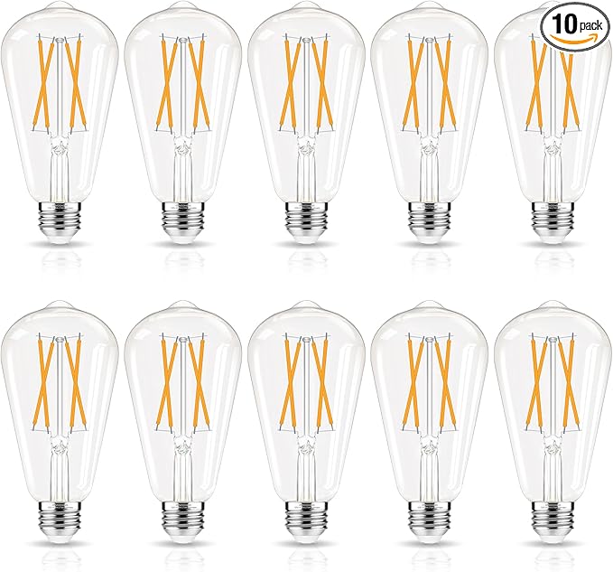 LED Edison Bulbs Dimmable, E26 Bulb 60 watt Equivalent, Soft White 2700K by GvvooHome