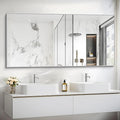 30x55In Silver Bathroom Mirror for Wall, Brushed Nickel Rectangle Mirrors by Welcometocofeny