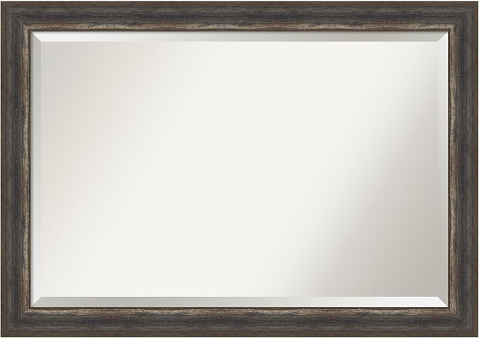 Amanti Art Brown Wall Mirror 29x41 Alta Rustic Char Rectangle Bathroom Mirror by AmantiArt