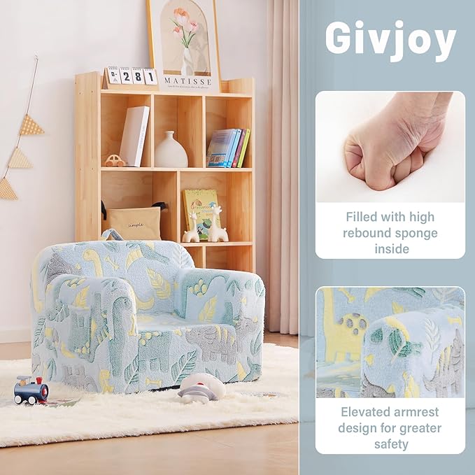 Toddler Chair Plush Kids Couch, Comfy Glow in The Dark Armchair - Image 5