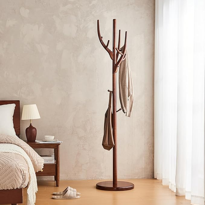 Uniclinens Coat Rack Freestanding Solid Wood Coat Tree Standing by Uniclinens