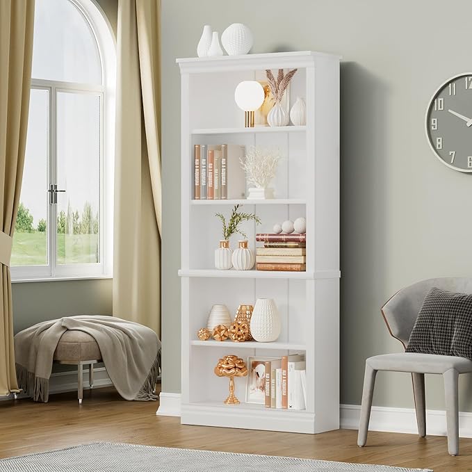 VICTONE 5-Shelf Bookcase, Wooden Standing Rack Book Storage Shelves Furniture by VICTONE