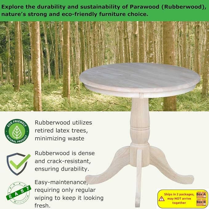 International Concepts 30" Round Top Pedestal Dining Table Solid Real Wood - Image 3