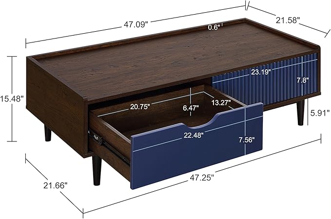 Manhattan Comfort Duane Mid Century Modern Coffee Table - Image 3