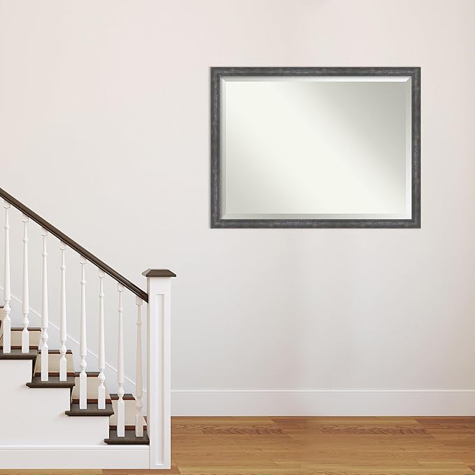 Amanti Art Grey Wall Mirror 33x43 Angled Metallic Rainbow Rectangle Bathroom - Image 6