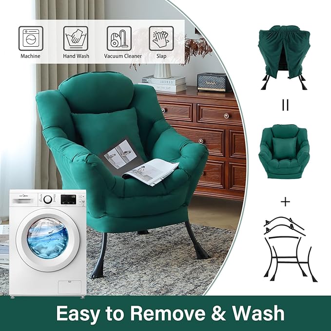 Lazy Chair with Pillow for Living Room, Modern Lounge Accent Chair with - Image 6