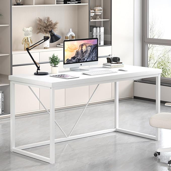 EXCEFUR Home Office Desk, Modern Wood Computer Desk, Wood Study Writing Table - Image 5