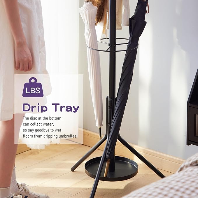 Coat Rack Freestanding, Entryway Hanger Stand, Umbrella Holder, Hall Tree - Image 5