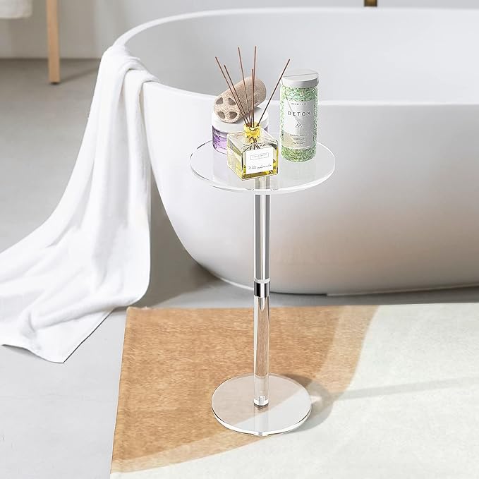 Acrylic End Table, 9.8" Round Modern Drink Table - Image 7
