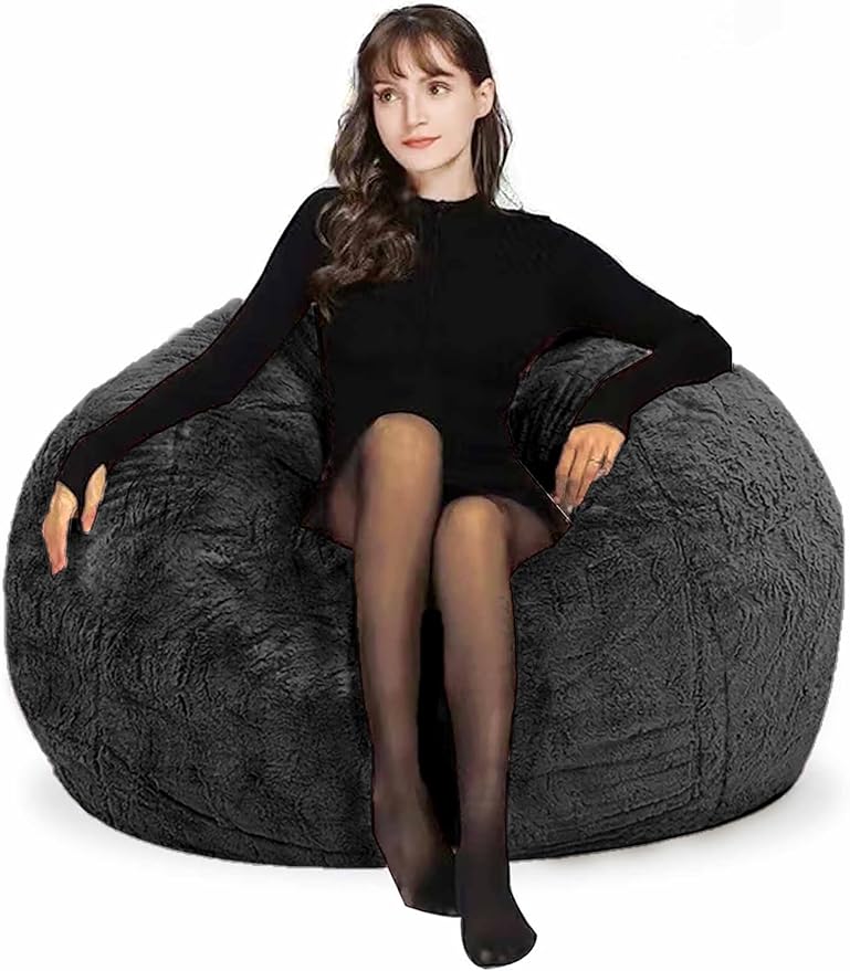Bean Bag Chair for Adults Kids Without Filling Comfy Fluffy Round Beanbag Couch by FunnyFurnitureforYourHous