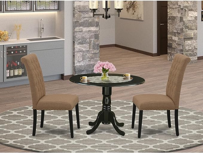 East West Furniture DLBR3-BLK-17 3 Piece Dining Room Furniture Set Contains a - Image 6
