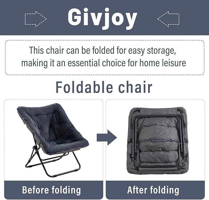 Comfy Folded Chair, Soft Faux Fur Oversized Folding Chair, Flexible Lounge Lazy - Image 5