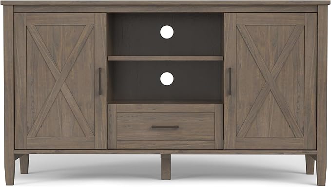 SIMPLIHOME Ela Solid Wood 53 inch Wide Transitional TV Media Stand in Smoky - Image 5