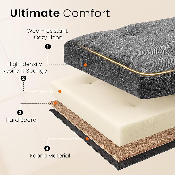 Furniliving Ottoman Bench with Storage, Folding Storage Ottoman Bench with Wood - Image 8