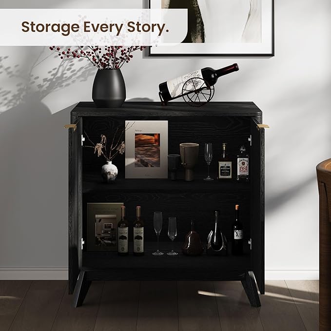 Buffet Cabinet with Storage, Fluted Multifunctional Storage Cabinet with 2 Doors - Image 3