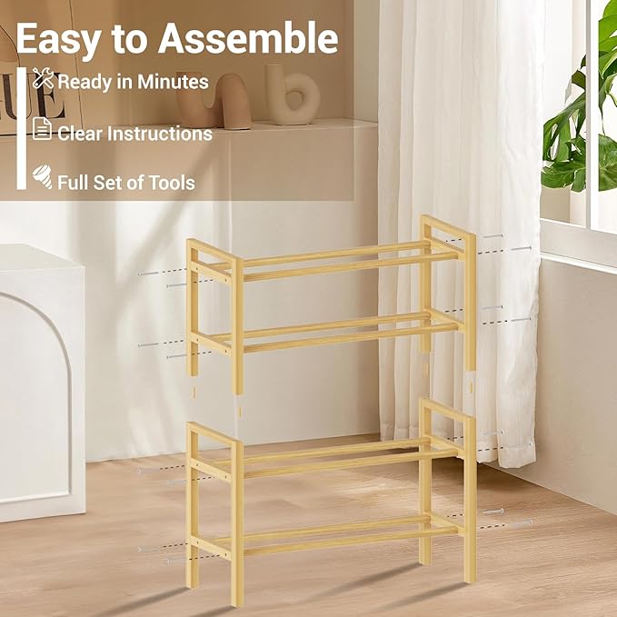 Haddockway Bamboo Shoe Rack for Closet, Free Standing Shoe Organizer - Image 4