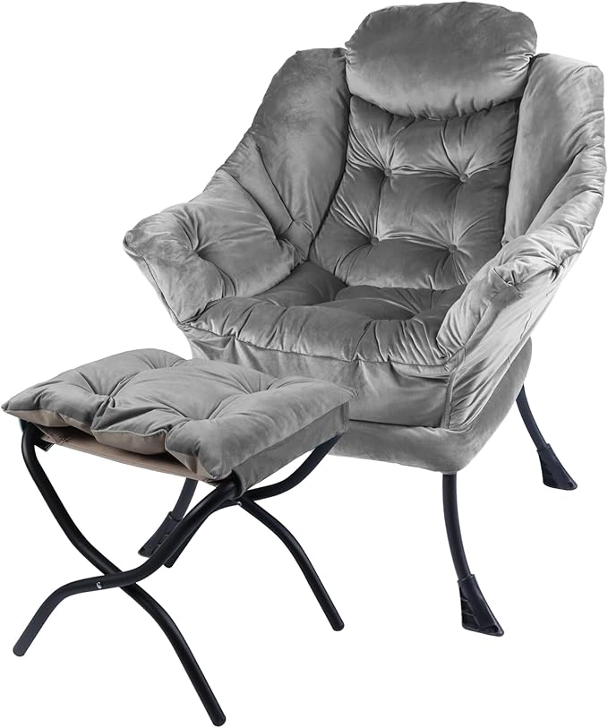 Lazy Chair with Folding Ottoman, Living Room Chairs, Accent Contemporary Lounge by Unknown